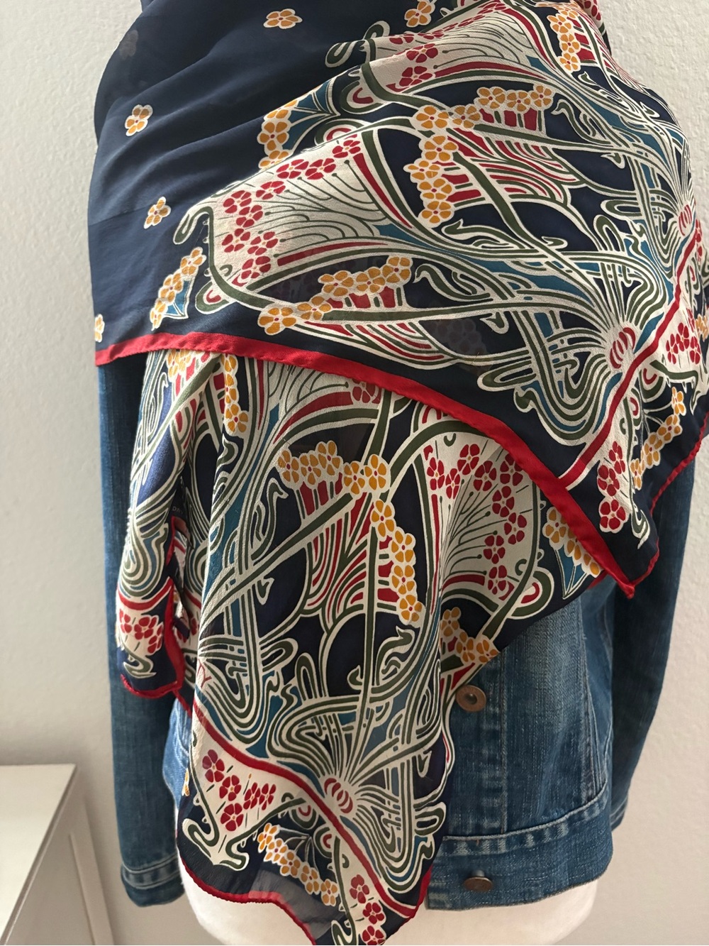 Vintage Liberty of London Silk Scarf Art Nouveau Floral Oblong Scarf Italian Mad